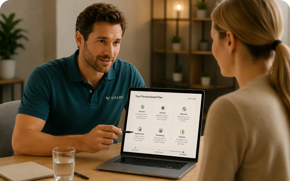 Samen een persoonlijk plan doornemen op een laptop.